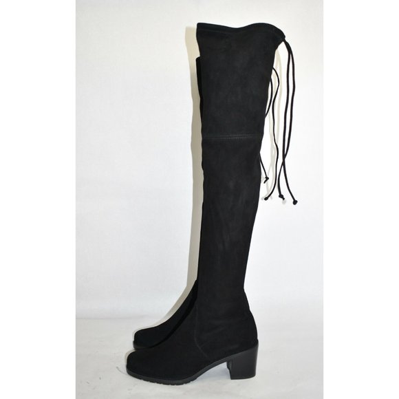$800 STUART WEITZMAN Urban Over the Knee Boot BLACK BLOCK SUEDE 7.5 (PA28) - Picture 2 of 9